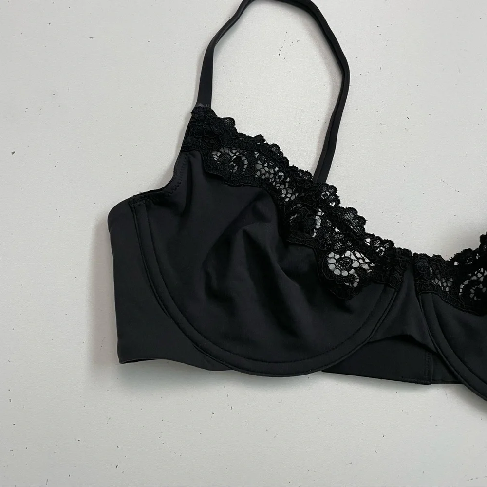Skims Bra Fits Everybody Lace Unlined Scoop Underwire Adjustable Onyx Black - Picture 2 of 9